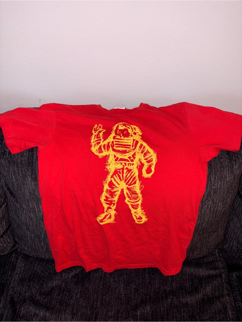 Boys Billionaire Club Red Graphic Tee with Yellow Astronaut Print